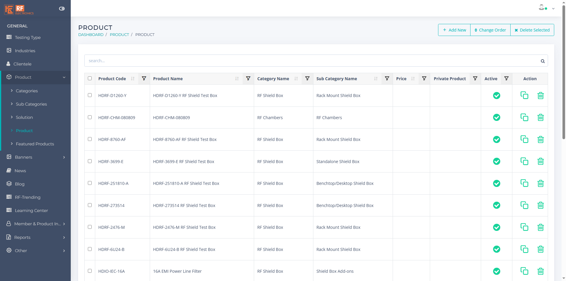 RF Electronics Corporate Website