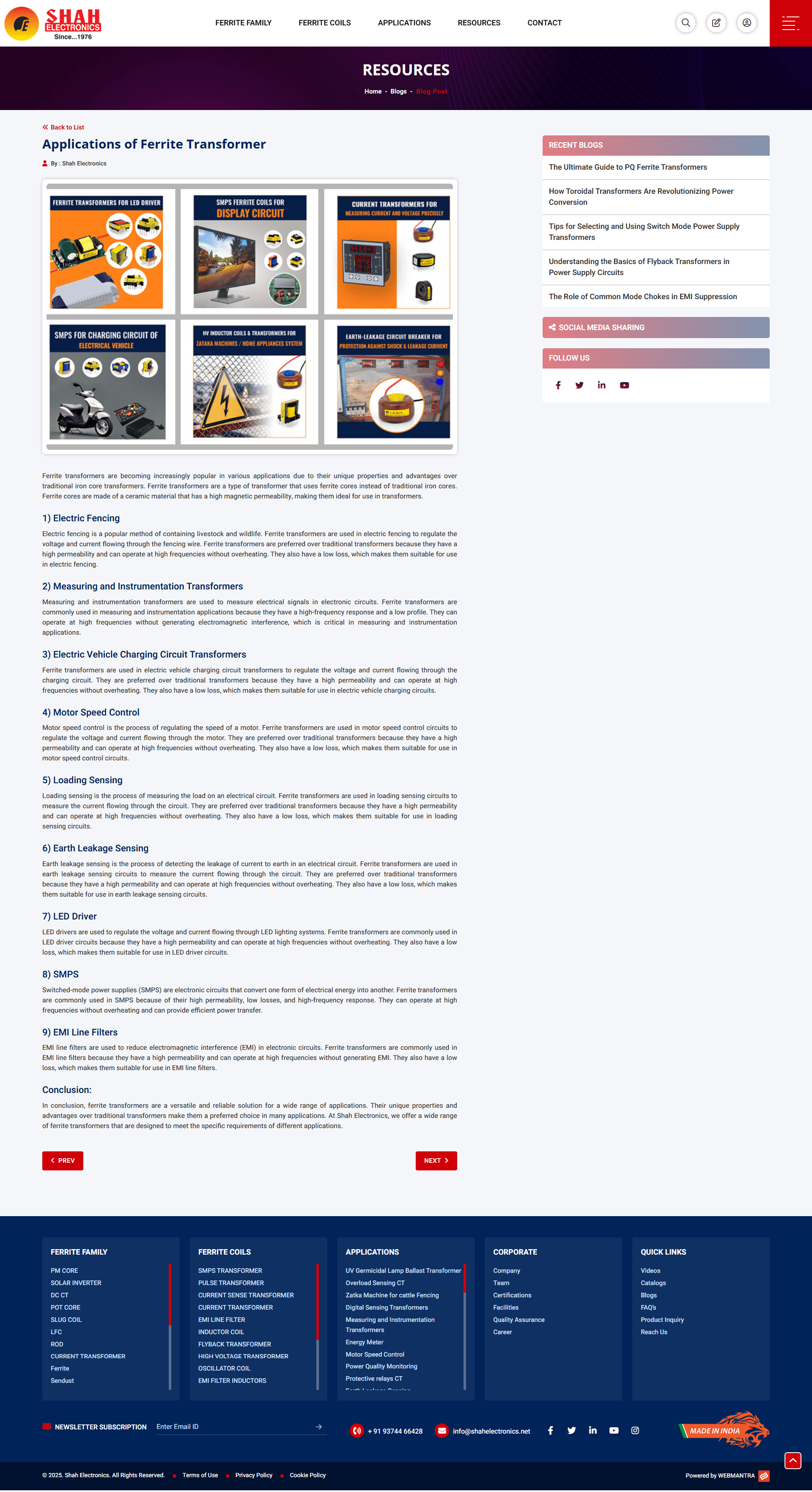 Shah Electronics Corporate Website