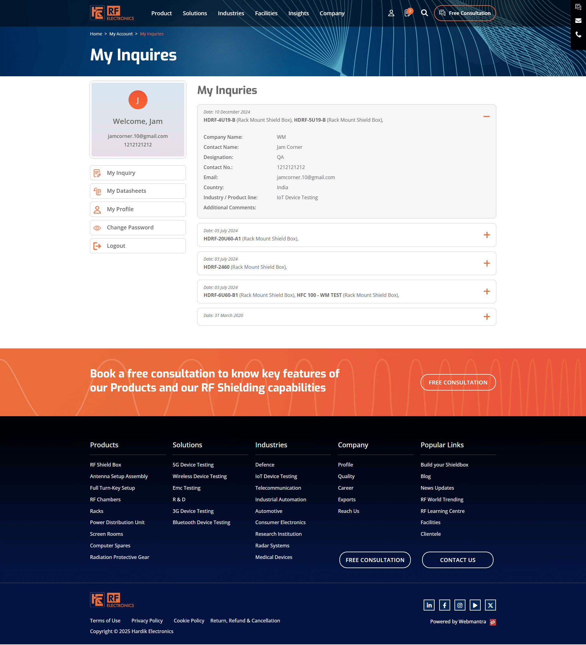 RF Electronics Corporate Website