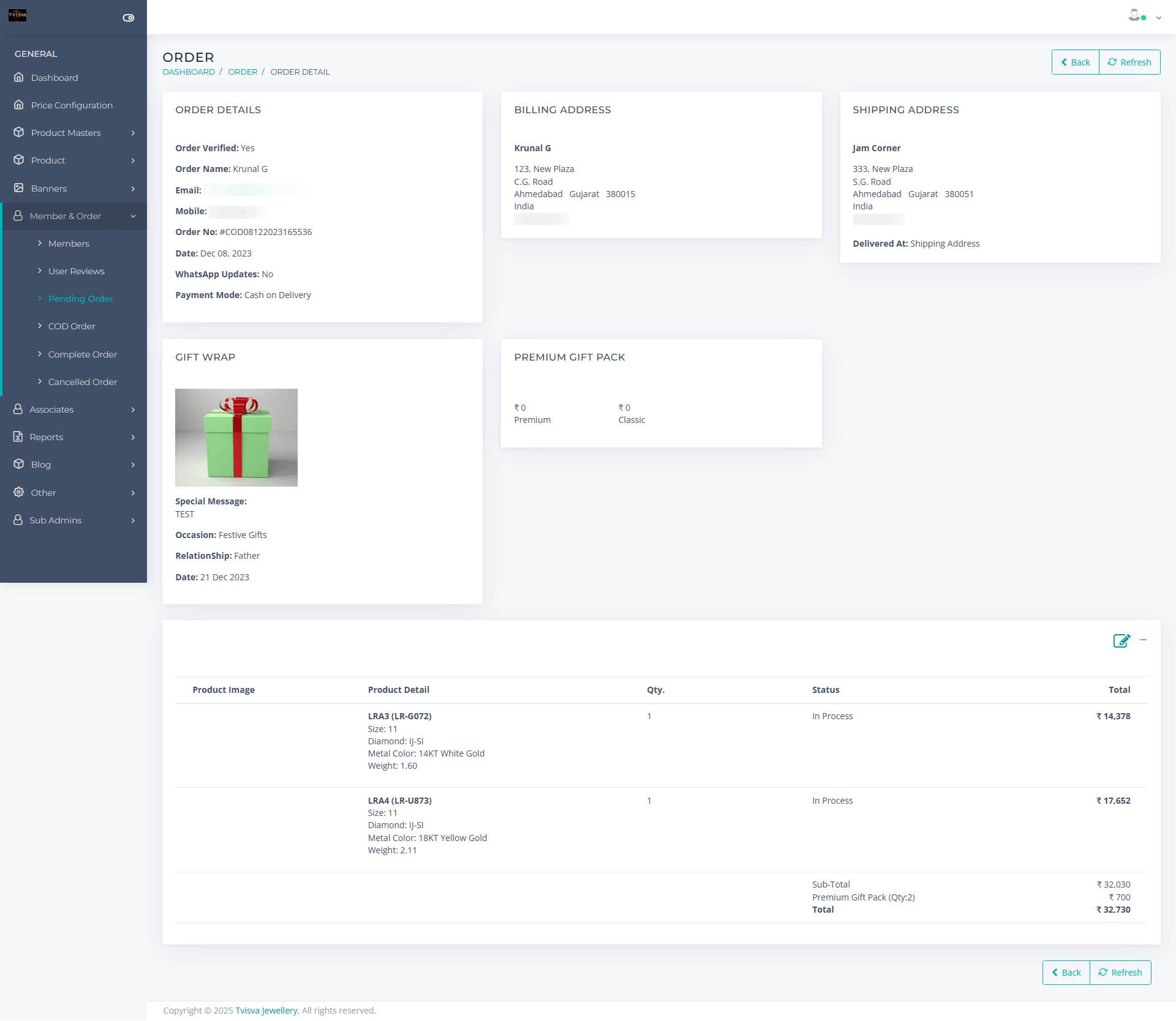 Ecommerce website for Jewelry