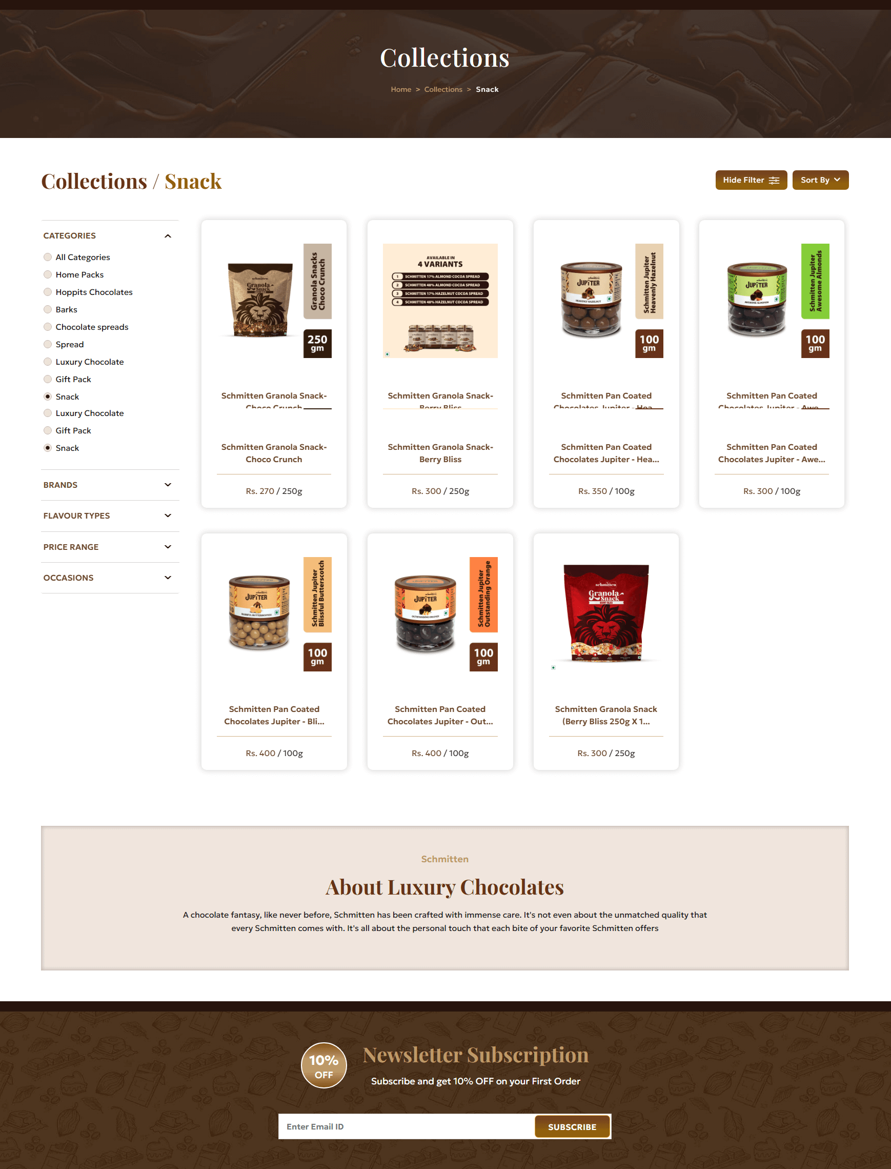Ecommerce website for Chocolates