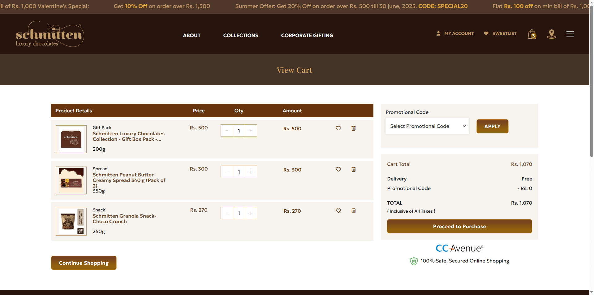 Ecommerce website for Chocolates