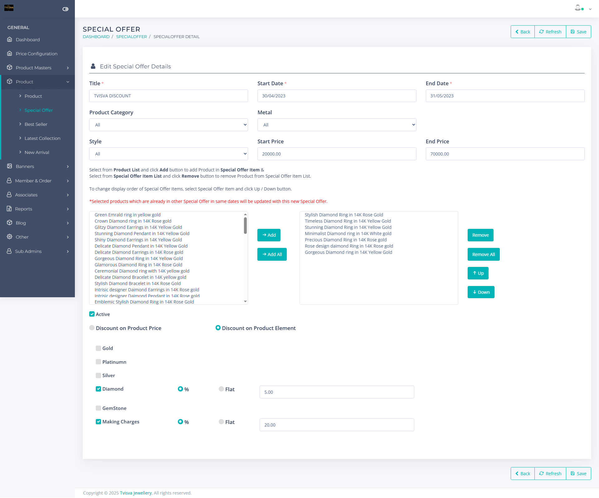 Ecommerce website for Jewelry