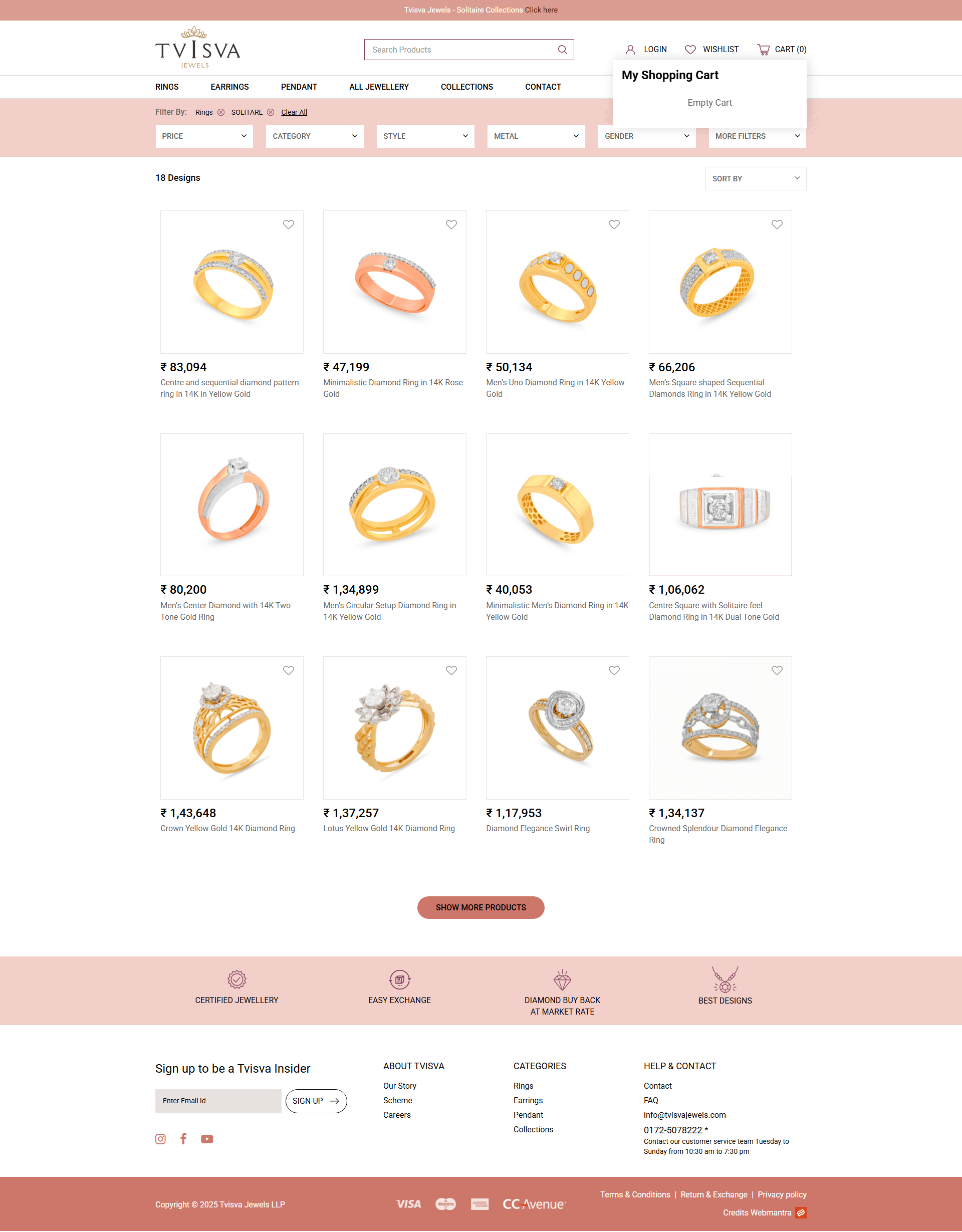 Ecommerce website for Jewelry