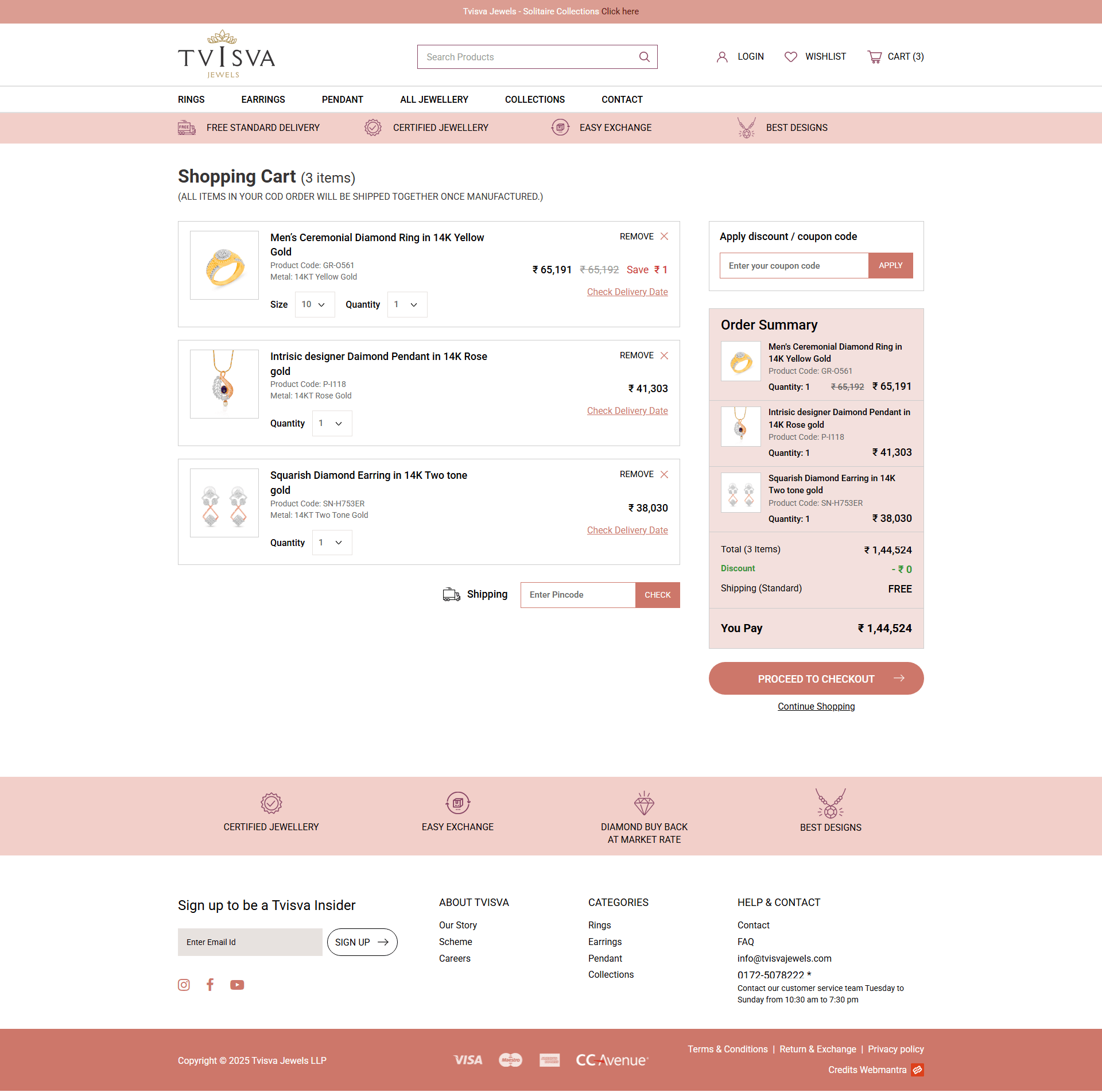 Ecommerce website for Jewelry