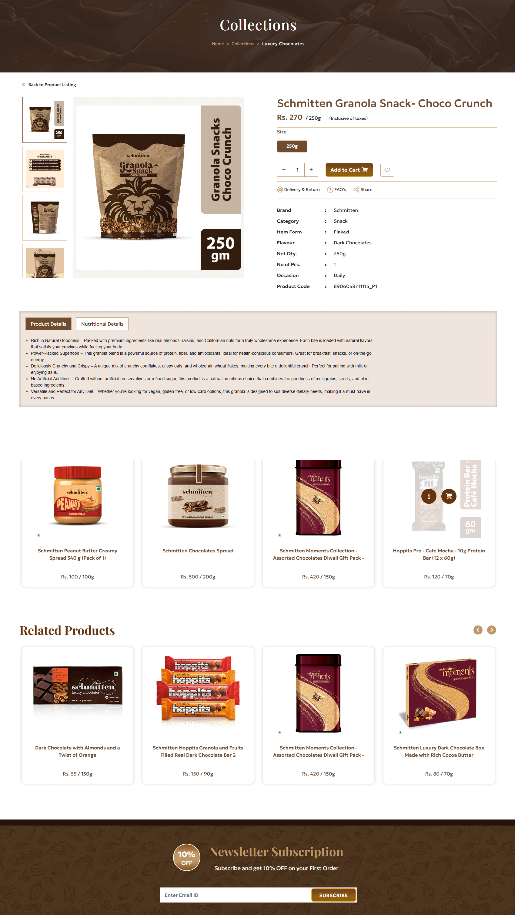Ecommerce website for Chocolates