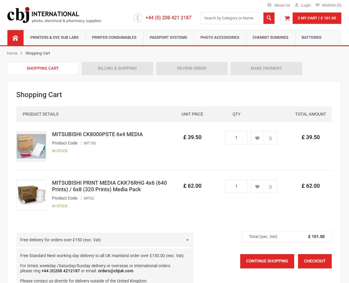 Ecommerce website for Photographic, Pharmacy and Electronics Industry
